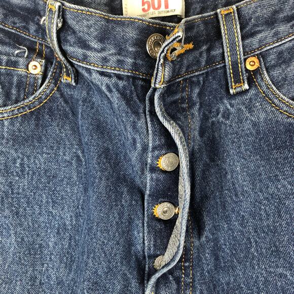Levi's Mens 501 501XX Late 2000s Straight Leg Button Fly Blue Denim Jeans - Picture 11 of 13